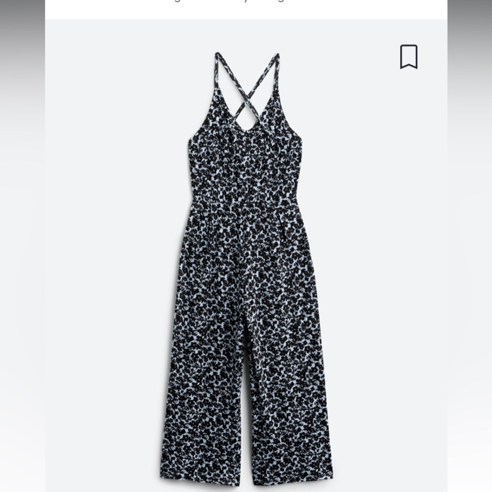 *2 for $10*  Cropped blue floral jumpsuit